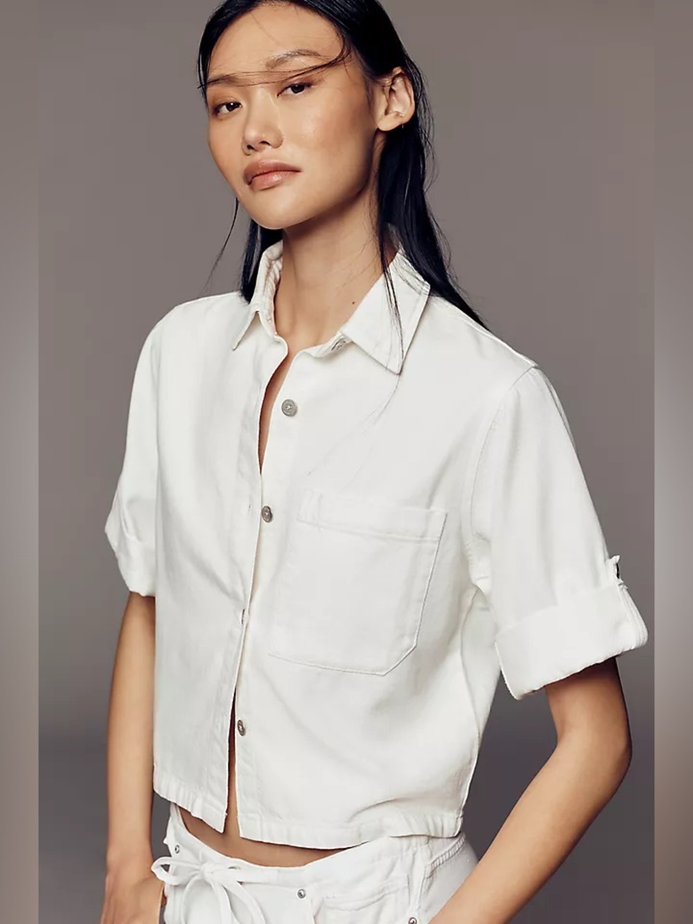 DL1961 White Cropped Montauk Aura Button-Down Shirt - NWT! Size XS